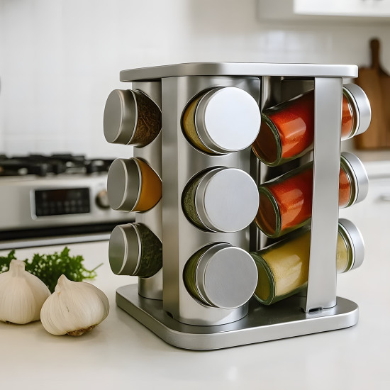 Stainless Steel Spice Jar Set - 12 Pcs